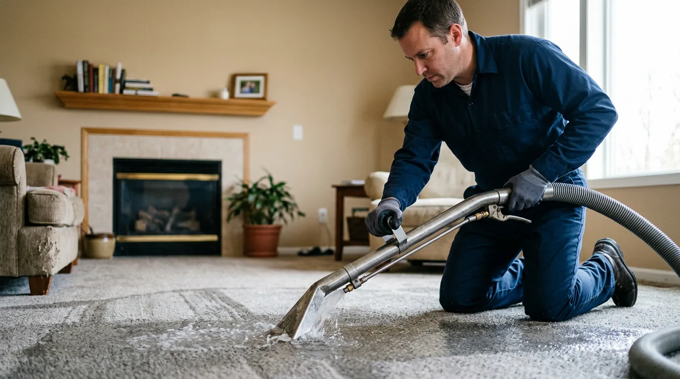 Water damage restoration technician working near Lake Forest, IL